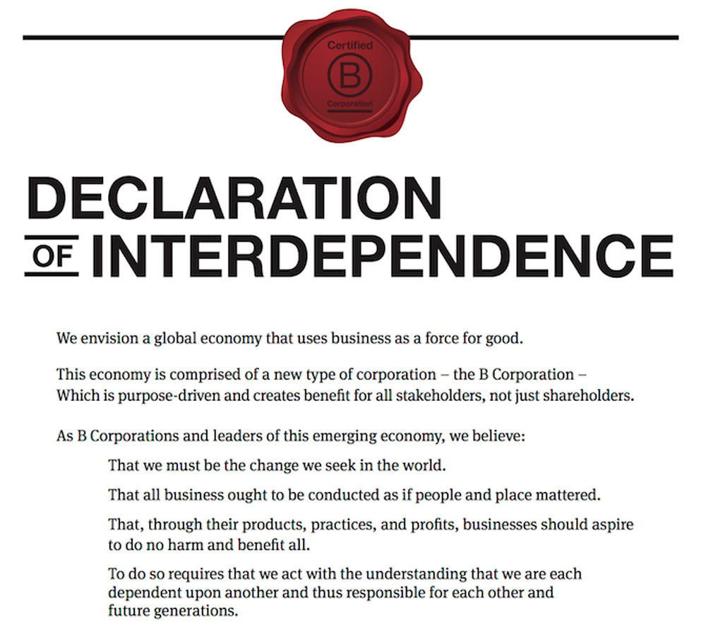 B Corp Declaration