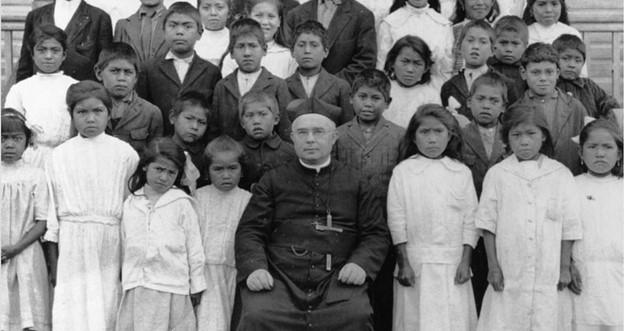BC Residential Schools Priest and Children